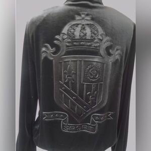 ST. JOHN SPORT Black Velvet Long sleeve Full Zip Logo